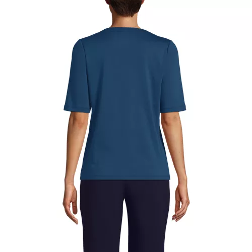 Women's Cotton Polyester Modern Half Sleeve Splitneck, Back