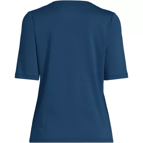 Women's Cotton Polyester Modern Half Sleeve Splitneck, Back