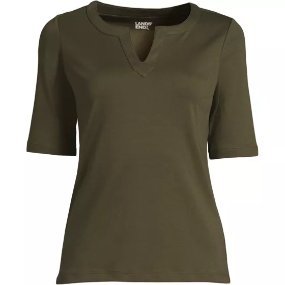Women's Cotton Polyester Modern Half Sleeve Splitneck - primary