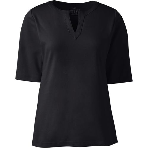 Women's Cotton Polyester Modern Half Sleeve Splitneck