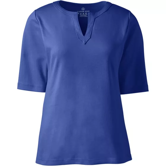 Women's Cotton Polyester Modern Half Sleeve Splitneck - primary