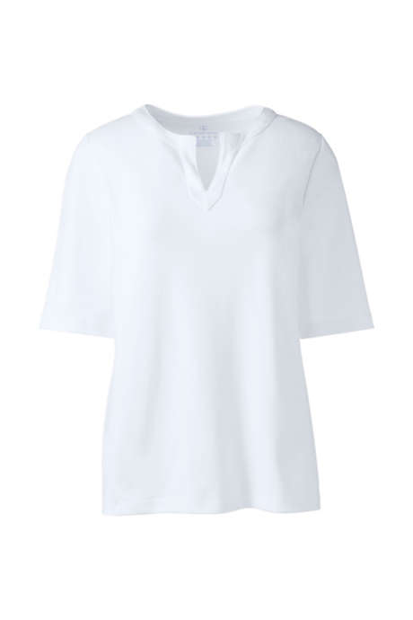 Women's Cotton Polyester Modern Half Sleeve Splitneck