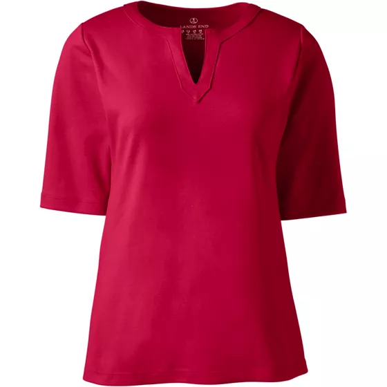 Women's Cotton Polyester Modern Half Sleeve Splitneck - primary