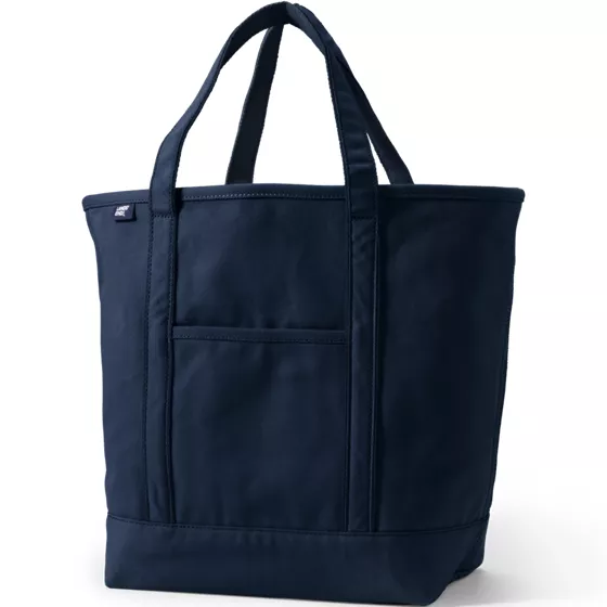 Large Solid Color 5 Pocket Open Top Canvas Tote Bag - primary