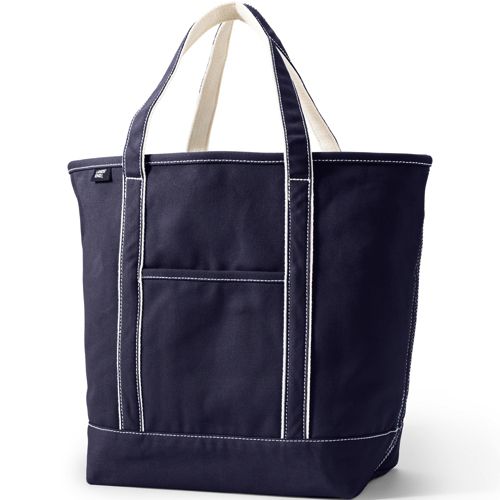 LANDS' END Canvas Tote Bag With Embroidered Name Claire & Zippered  Top-Size M