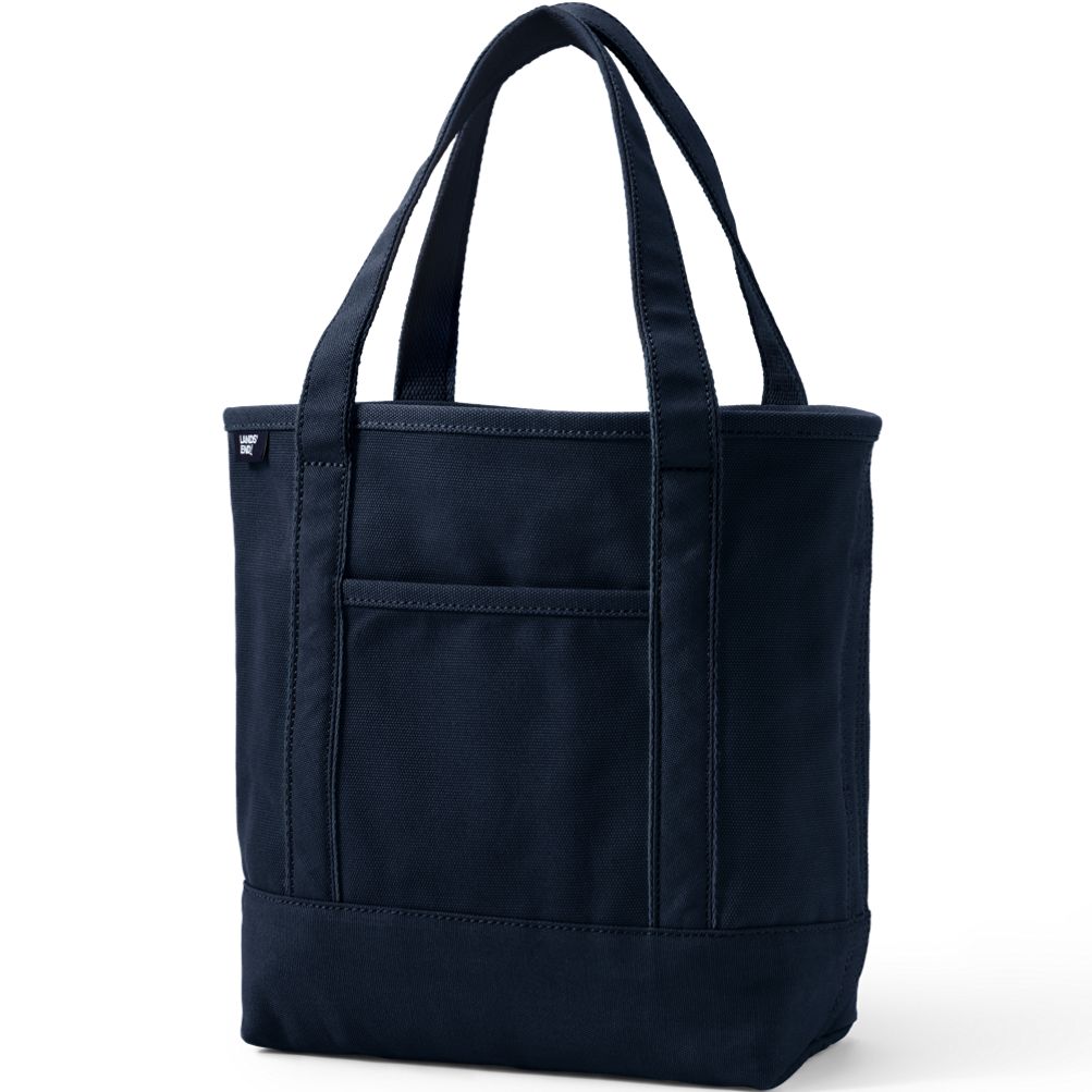  Lands' End Solid Long Handle Open Top Canvas Tote Deep