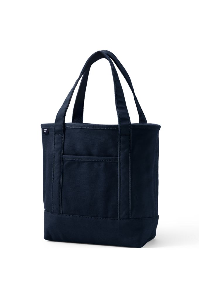 Medium Solid Color 5 Pocket Open Top Canvas Tote Bag - Lands' End - Blue