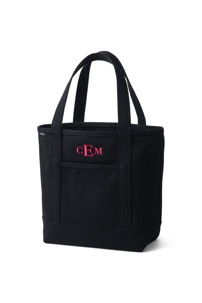 Medium 5 Pocket Open Top Canvas Tote Bag - Lands' End - Black