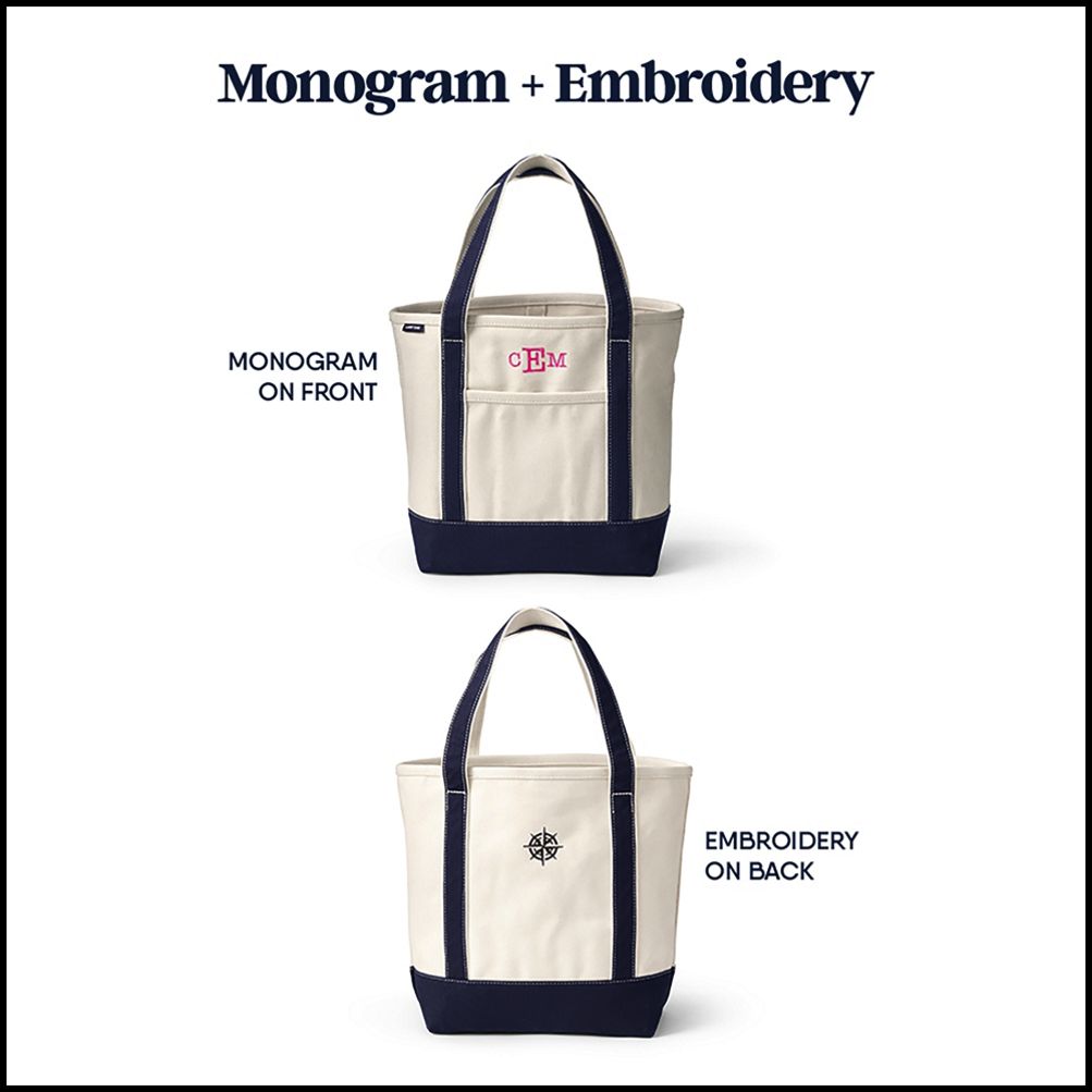 Personalized OPEN FONT Monogram Large Canvas Tote Bag