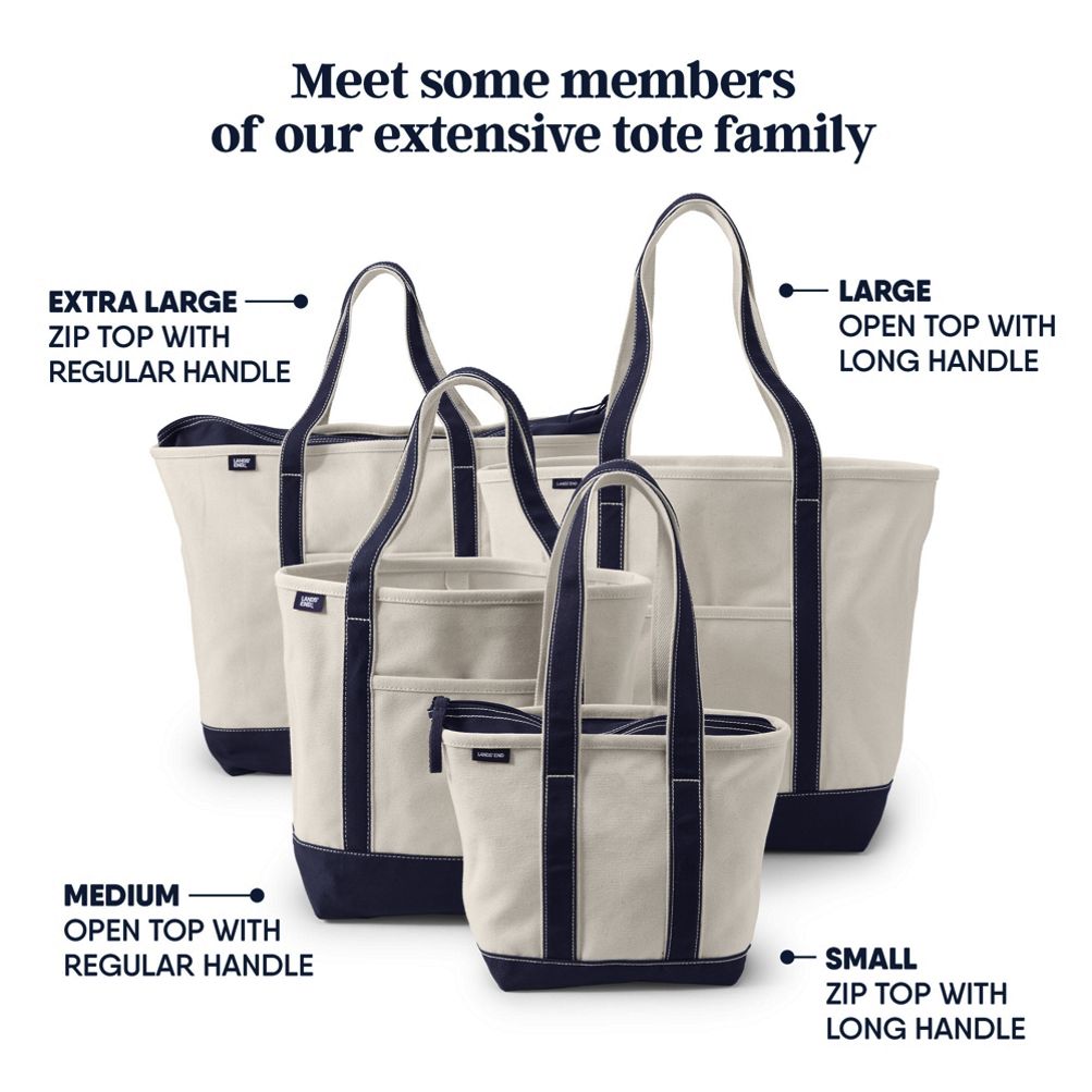 Small Solid Color Zip Top Canvas Tote Bag | Lands' End