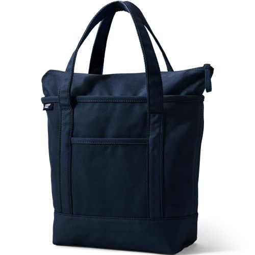 Medium Plain Zip Top Canvas Tote Bag, Women, size: one size, regular, Blue, Cotton, by Lands' End