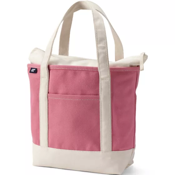 Medium Solid Color 5 Pocket Zip Top Canvas Tote Bag - primary