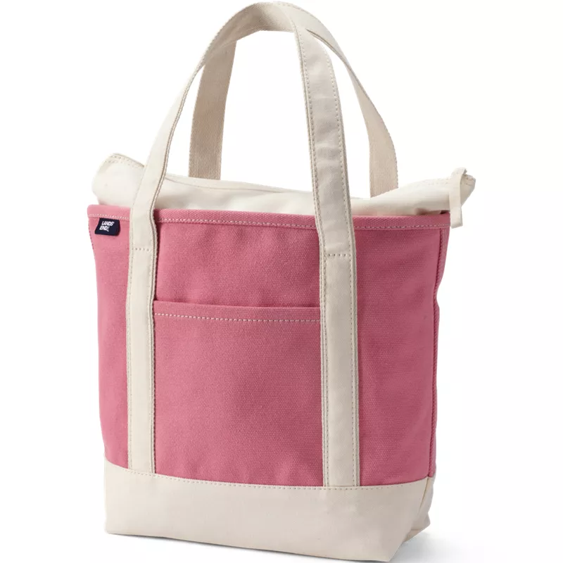 Medium Solid Color 5 Pocket Zip Top Canvas Tote Bag, Front