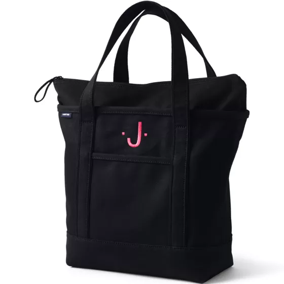 Medium Solid Color 5 Pocket Zip Top Canvas Tote Bag - primary