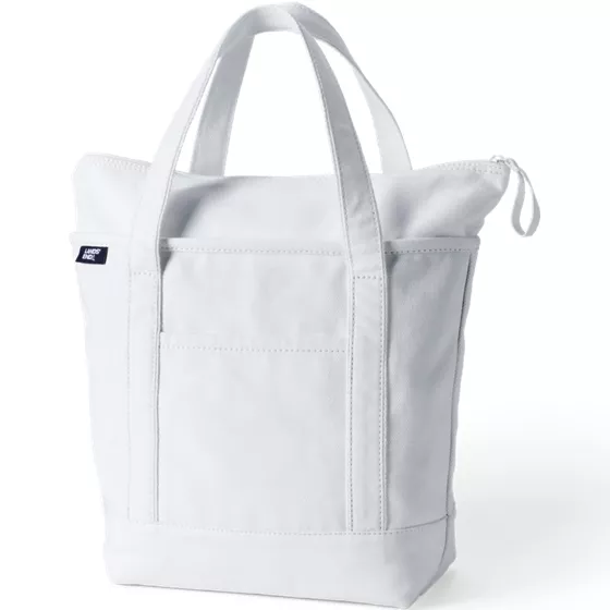 Medium Solid Color 5 Pocket Zip Top Canvas Tote Bag - primary