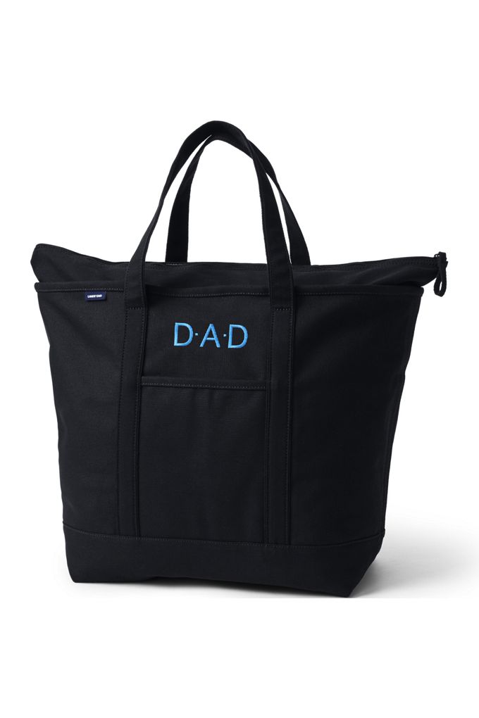 Extra Large Solid Color 5 Pocket Zip Top Canvas Tote Bag - Lands' End - Black