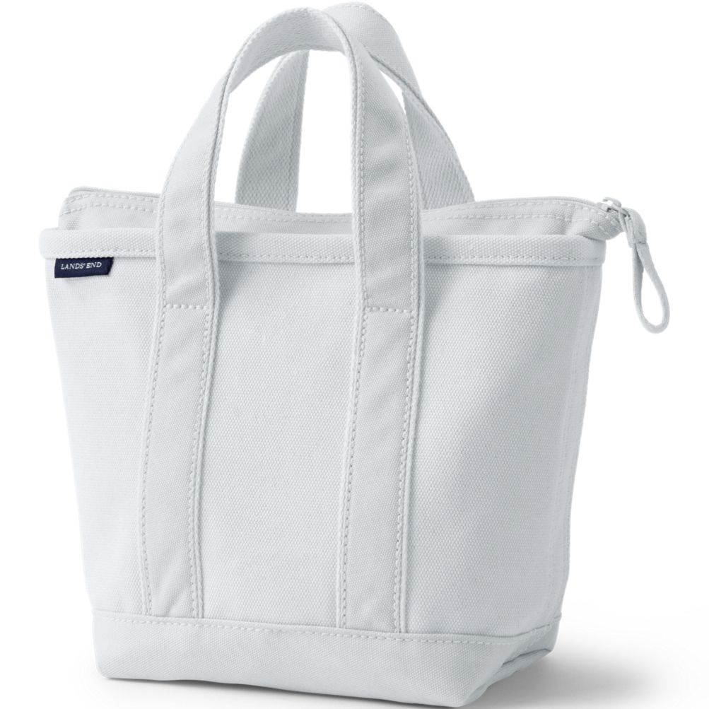Small Solid Color Zip Top Canvas Tote Bag | Lands' End