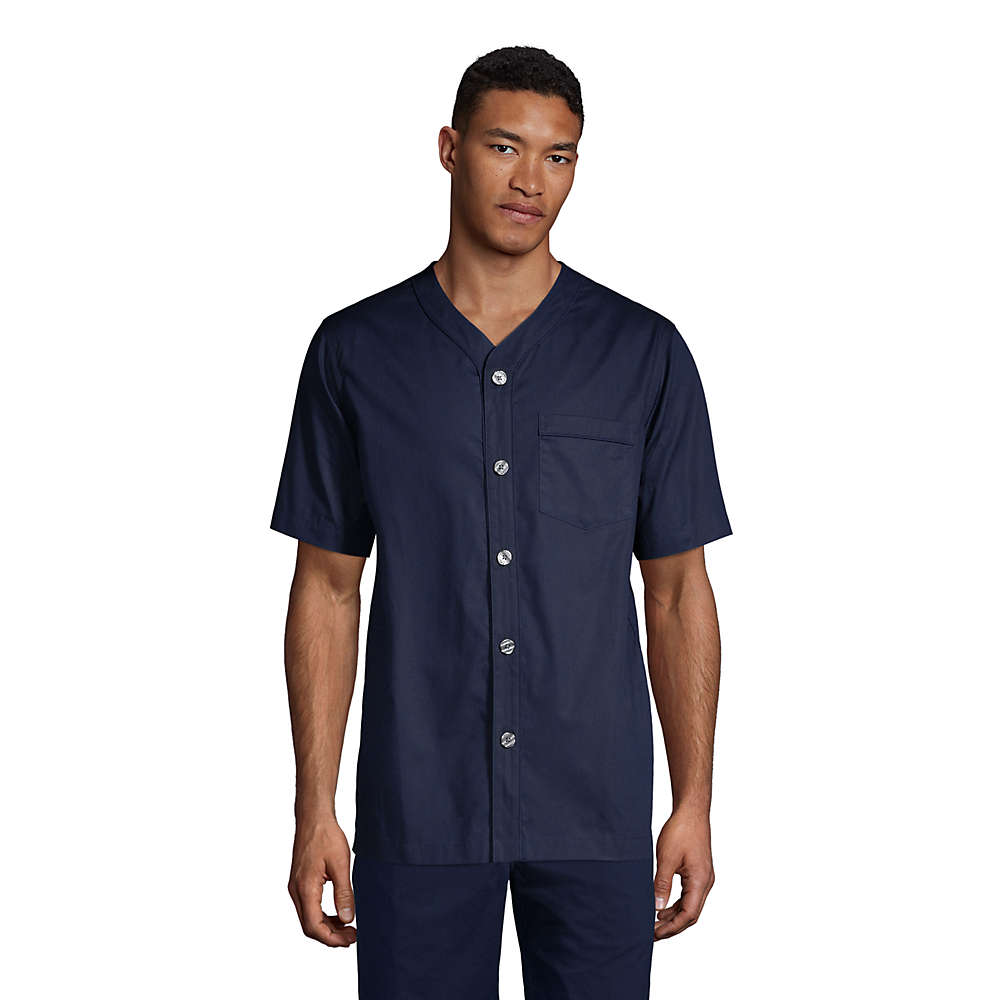 Men's Short Sleeve Poplin Pajama Shirt, Front