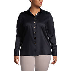 Women's Plus Size Long Sleeve Performance Twill Shirt, Front