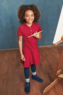 School Uniform Toddler Girls Short Sleeve Mesh Polo Dress, alternative image