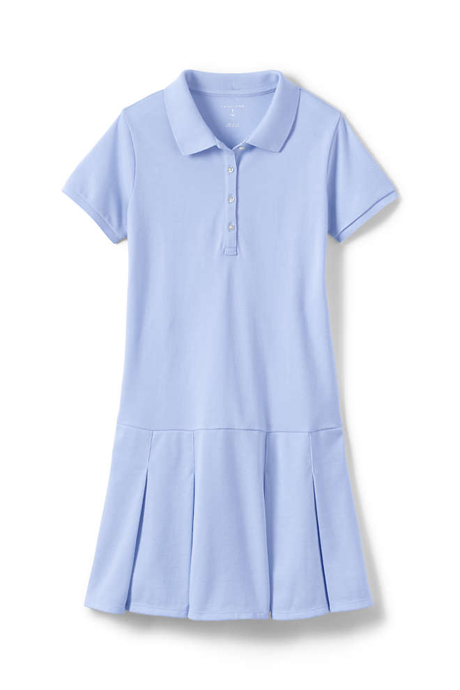 School Uniform Toddler Girls Short Sleeve Mesh Polo Dress, Front