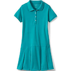 School Uniform Little Girls Short Sleeve Mesh Polo Dress, Front