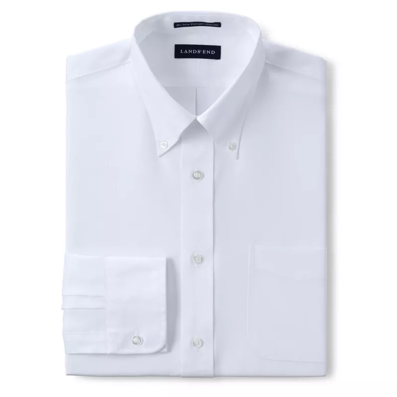 Men's Tailored Long Sleeve No Iron Buttondown Pinpoint Shirt, Front