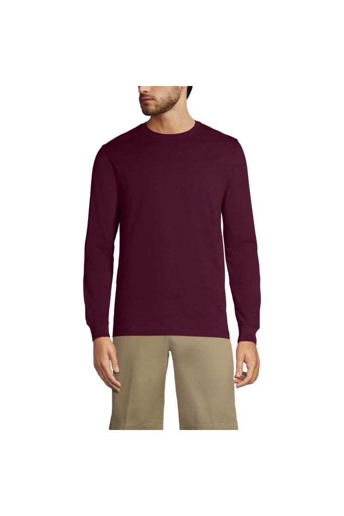 Men's Long Sleeve Essential T-shirt - Lands' End - Red - XXL