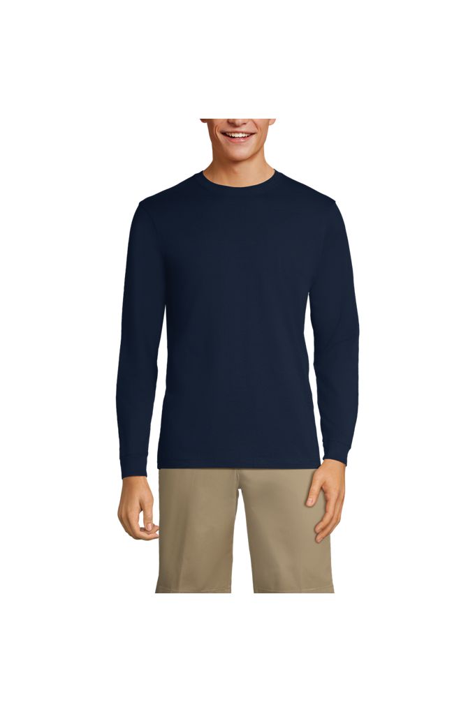 Men's Long Sleeve Essential T-shirt - Lands' End - Blue - S