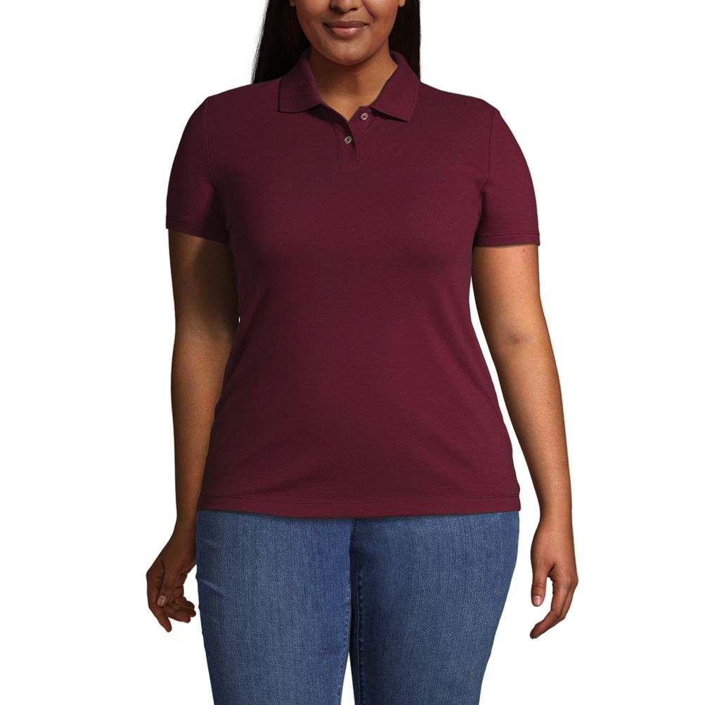 Women s Plus Size Short Sleeve Basic Mesh Polo Shirt Lands End