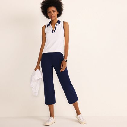 Women's Petite Starfish Mid Rise Pull On Crop Pants - primary