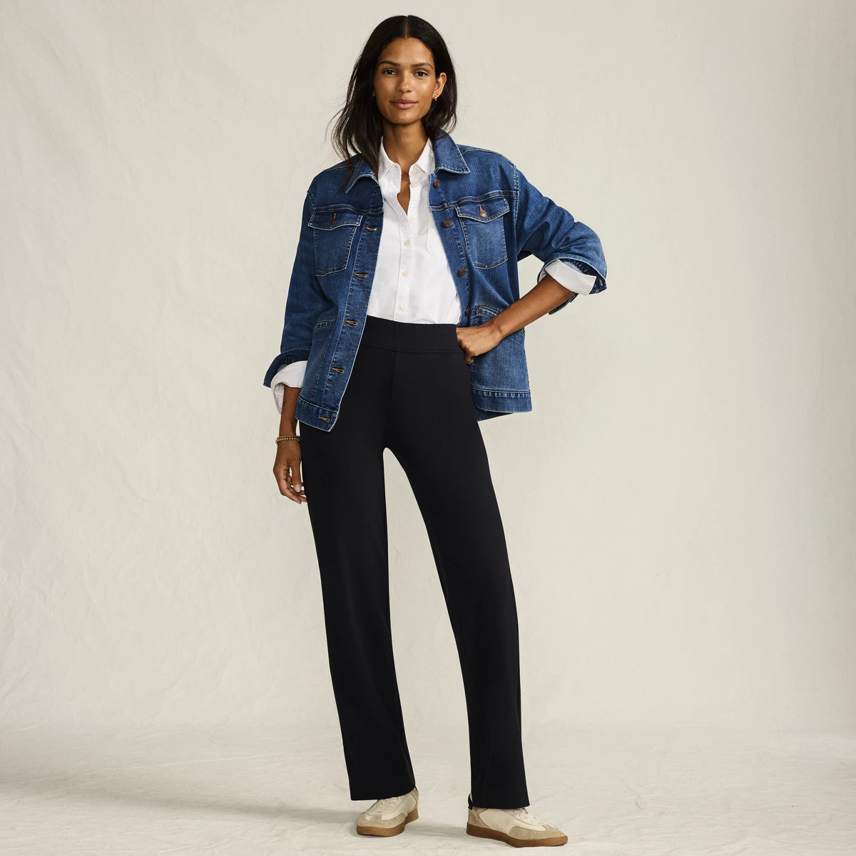 Tall Starfish Mid Rise Straight Leg Pants — Black by Lands' End