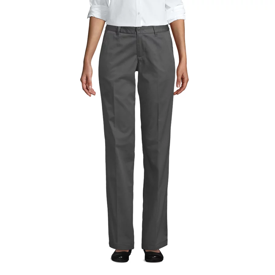 School Uniform Girls' Iron Knee Blend Plain Front Chino Pants view 5