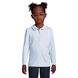 Little Girls Long Sleeve Peter Pan Collar Polo Shirt, Front