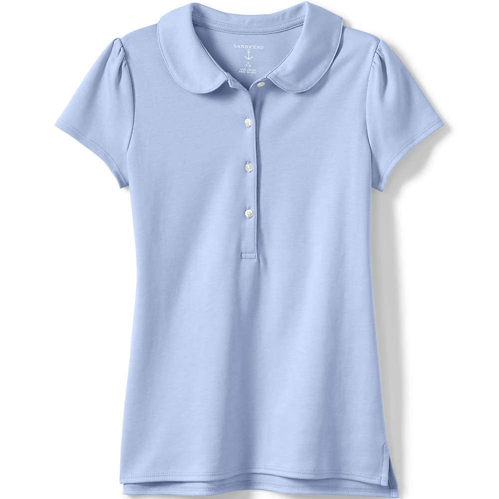 School Uniform Girls Short Sleeve Peter Pan Collar Polo Shirt, Front