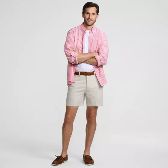 Men's No Iron 6" Plain Front Chino Short - primary