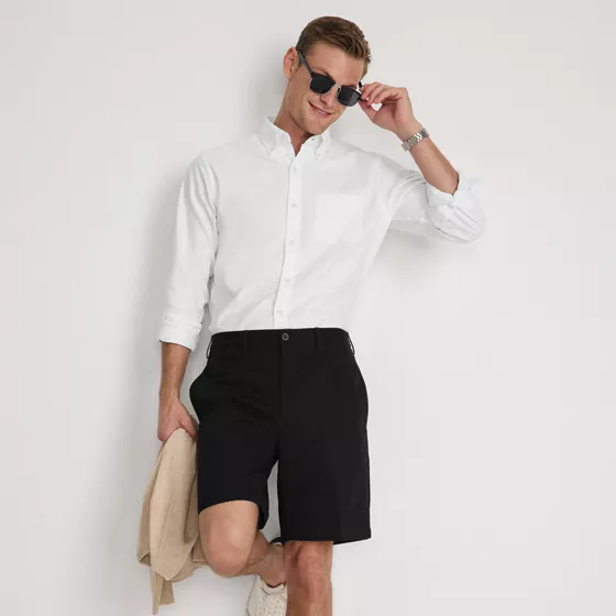 Men's No Iron 9" Plain Front Chino Short - primary