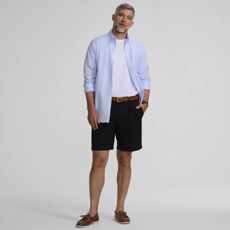 Men's No Iron 9" Pleated Front Chino Short, alternative image