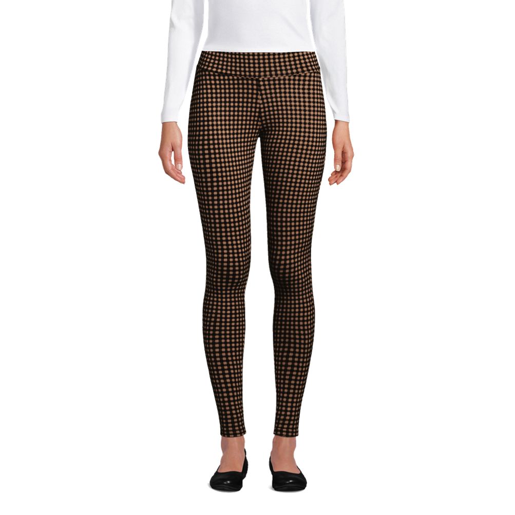 Knitted houndstooth print leggings