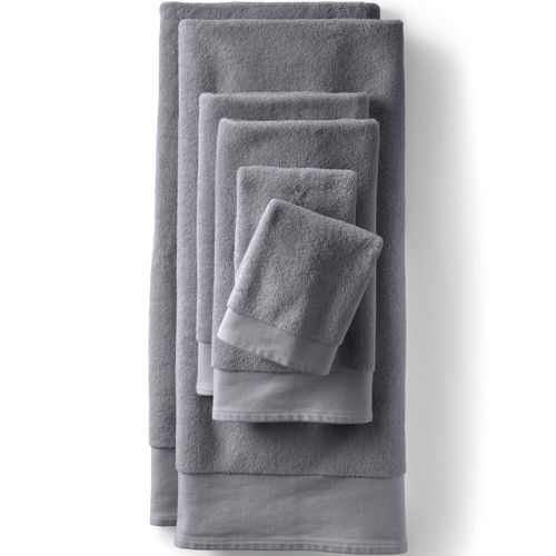 Lands' End Turkish Quick-Dry Cotton Bath Towel - Metal Gray