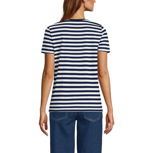  Lands' End Supima Kurzarm-shirt Mit Rundem Ausschnitt, Damen, Größe:32-34 Regular, Blau, Baumwolle, By Lands' End 