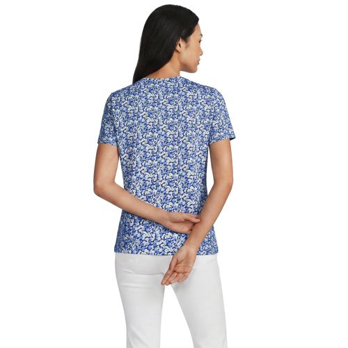  Lands' End Supima Kurzarm-shirt Mit Rundem Ausschnitt, Damen, Größe:32-34 Regular, Blau, Baumwolle, By Lands' End 