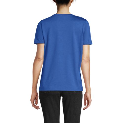  Lands' End Supima Kurzarm-shirt Mit Rundem Ausschnitt, Damen, Größe:32-34 Regular, Blau, Baumwolle, By Lands' End 