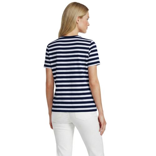  Lands' End Supima Kurzarm-shirt Mit Rundem Ausschnitt, Damen, Größe:32-34 Regular, Blau, Baumwolle, By Lands' End 