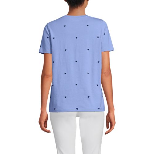  Lands' End Supima Kurzarm-shirt Mit Rundem Ausschnitt, Damen, Größe:32-34 Regular, Blau, Baumwolle, By Lands' End 