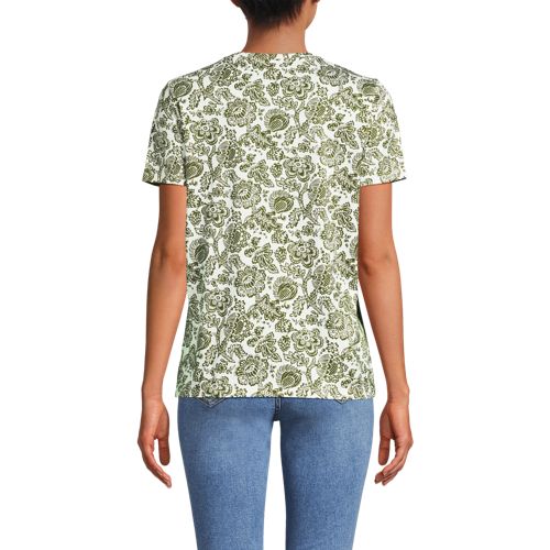  Lands' End Supima Kurzarm-shirt Mit Rundem Ausschnitt, Damen, Größe:32-34 Regular, Grün, Baumwolle, By Lands' End 