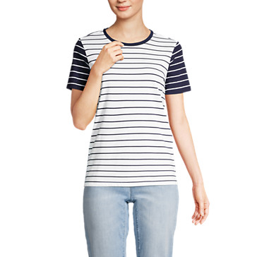 Supima Kurzarm-Shirt mit rundem Ausschnitt für Damen image number 0