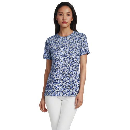  Lands' End Supima Kurzarm-shirt Mit Rundem Ausschnitt, Damen, Größe:32-34 Regular, Blau, Baumwolle, By Lands' End 