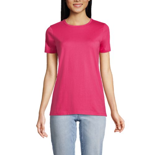 Supima Kurzarm-Shirt mit rundem Ausschnitt für Damen