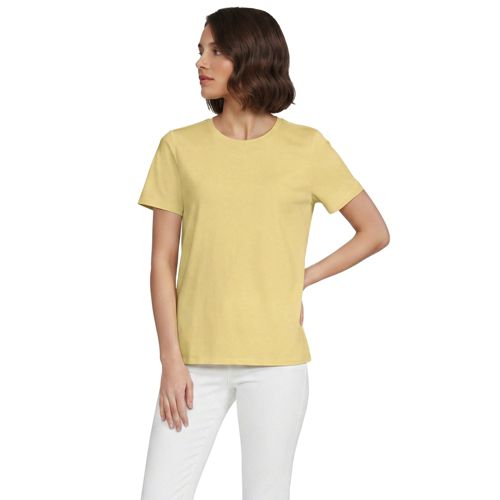  Lands' End Supima Kurzarm-shirt Mit Rundem Ausschnitt, Damen, Größe:32-34 Regular, Gelb, Baumwolle, By Lands' End 